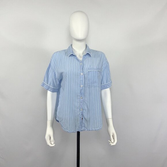 stars above Tops - Stars Above Lyocell Pajama Shirt Women Medium Button-Up Chest Pocket Striped